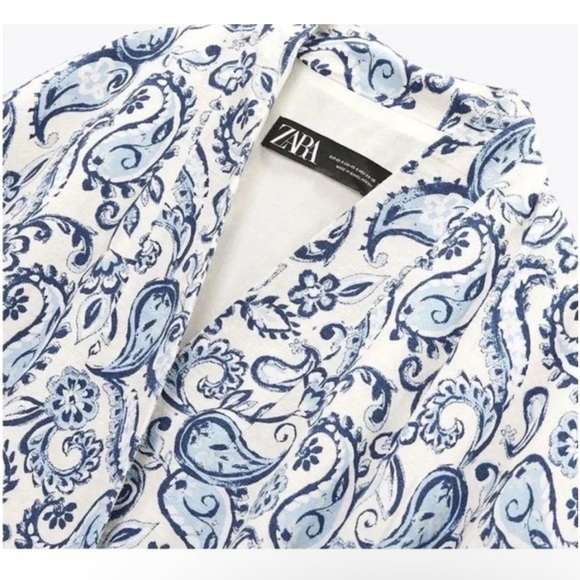 NWT Zara Linen Blend Kimono Jacket Paisley print Sz XS-S - Picture 8 of 11